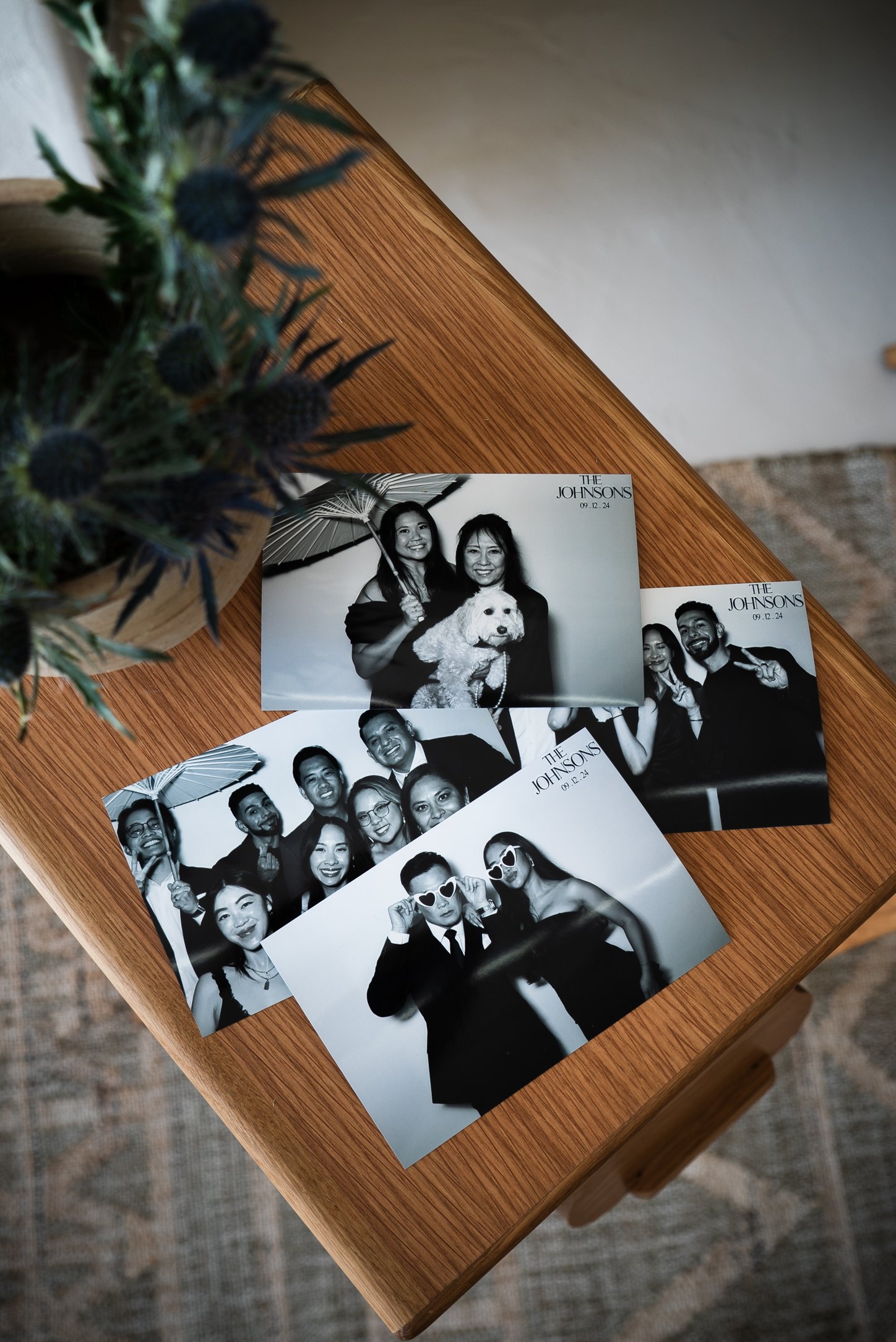 Printed photo strips from the booth, close up